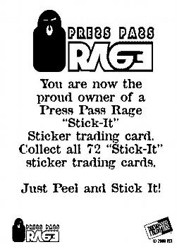 2000 Press Pass Rage Extreme Sports - Stick-It Stickers #NNO Bob Pereyra Back